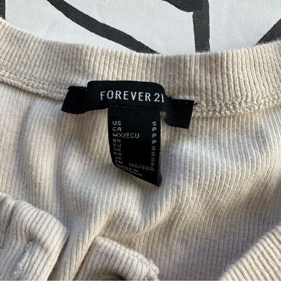 Forever 21 Cream Henley Long Sleeve Crop Tee - Picture 4 of 4